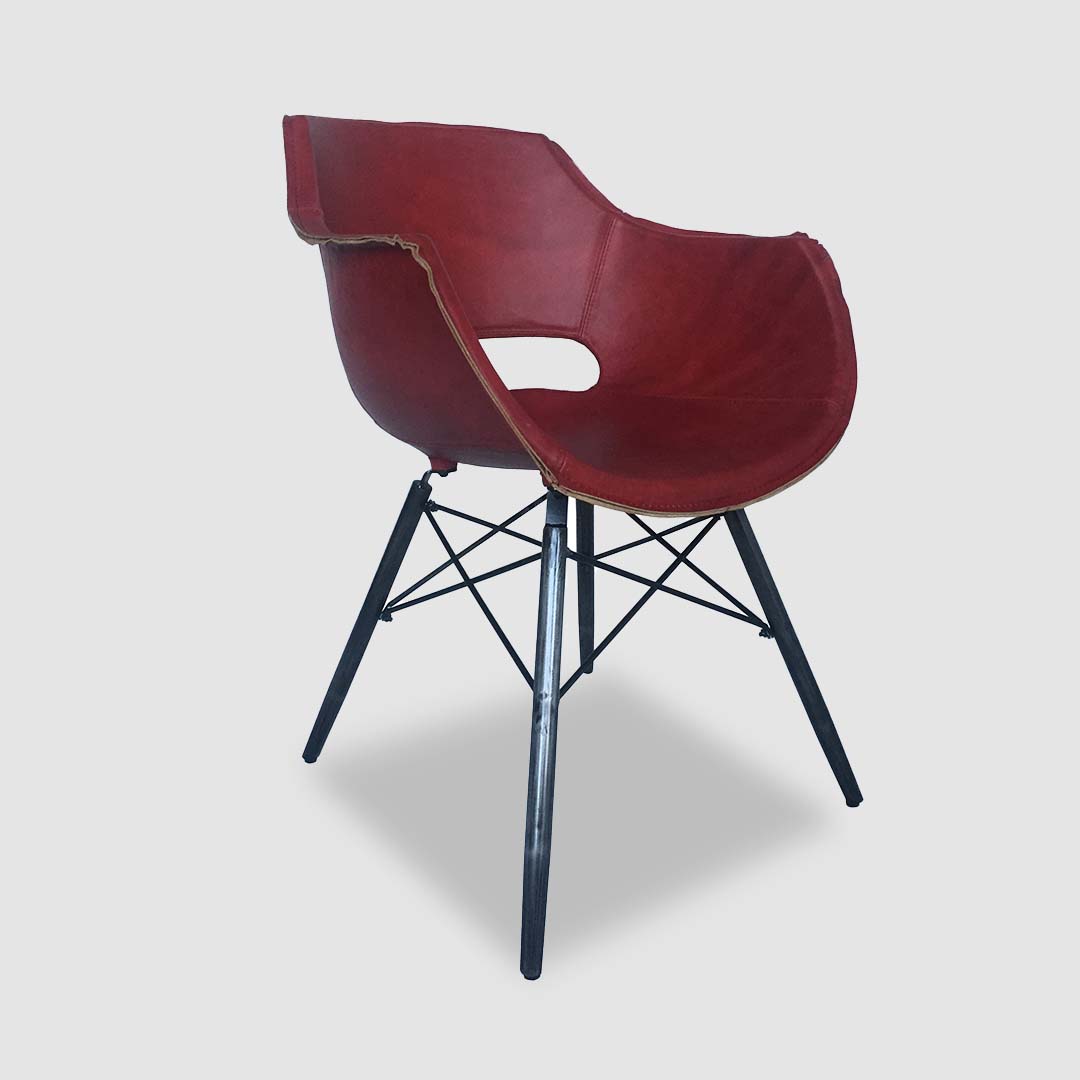 Industrial Leather Dining  Chair-87225 Antique master red