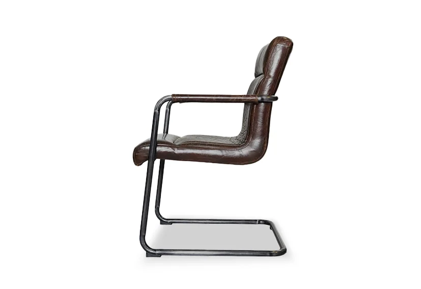 Industrial Top Grain Leather armchair-Brown-ROMA DUE -Iconic Society 2