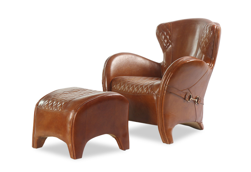 Chesterfield sofa manufacturer-Vintage Luxury Saddle leather chair-Brown-HARVEY-Iconic Society  Furniture-1