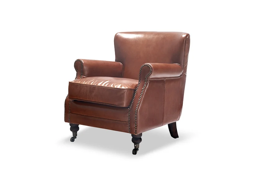 luxury vintage leather Accent Chair-Vintage Dark Brown-PATRON-Iconic Society 2