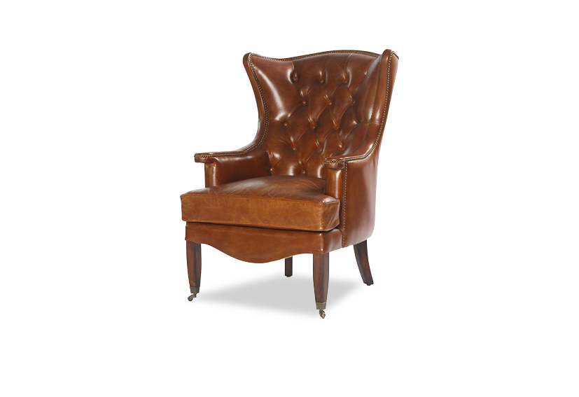 Leather Tufted Wingback Chair 1