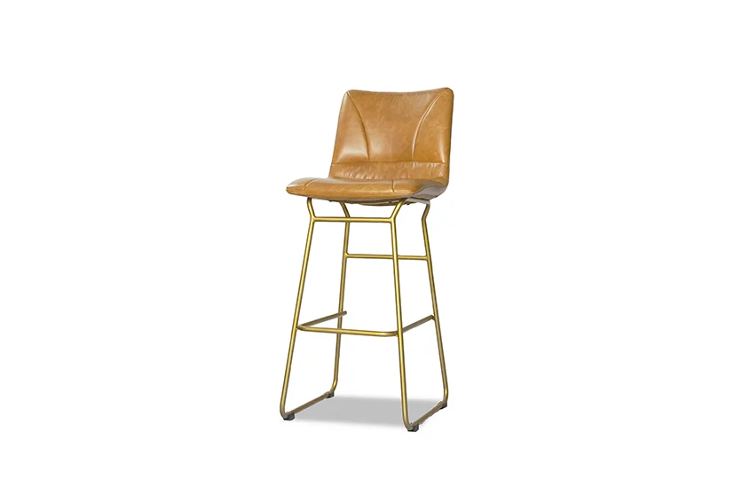 Industrial Metal and Leather Counter Bar Stool 1