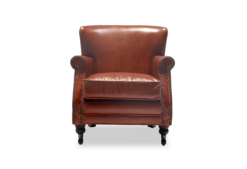 luxury vintage leather Accent Chair-Vintage Dark Brown-PATRON-Iconic Society 1