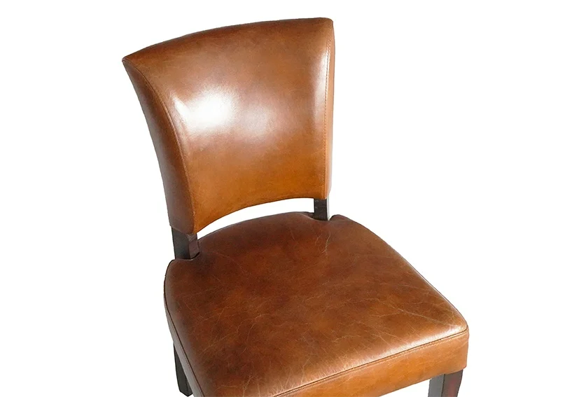 vintage wood leather dining chairs-4