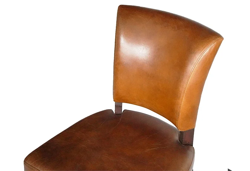 vintage wood leather dining chairs-3