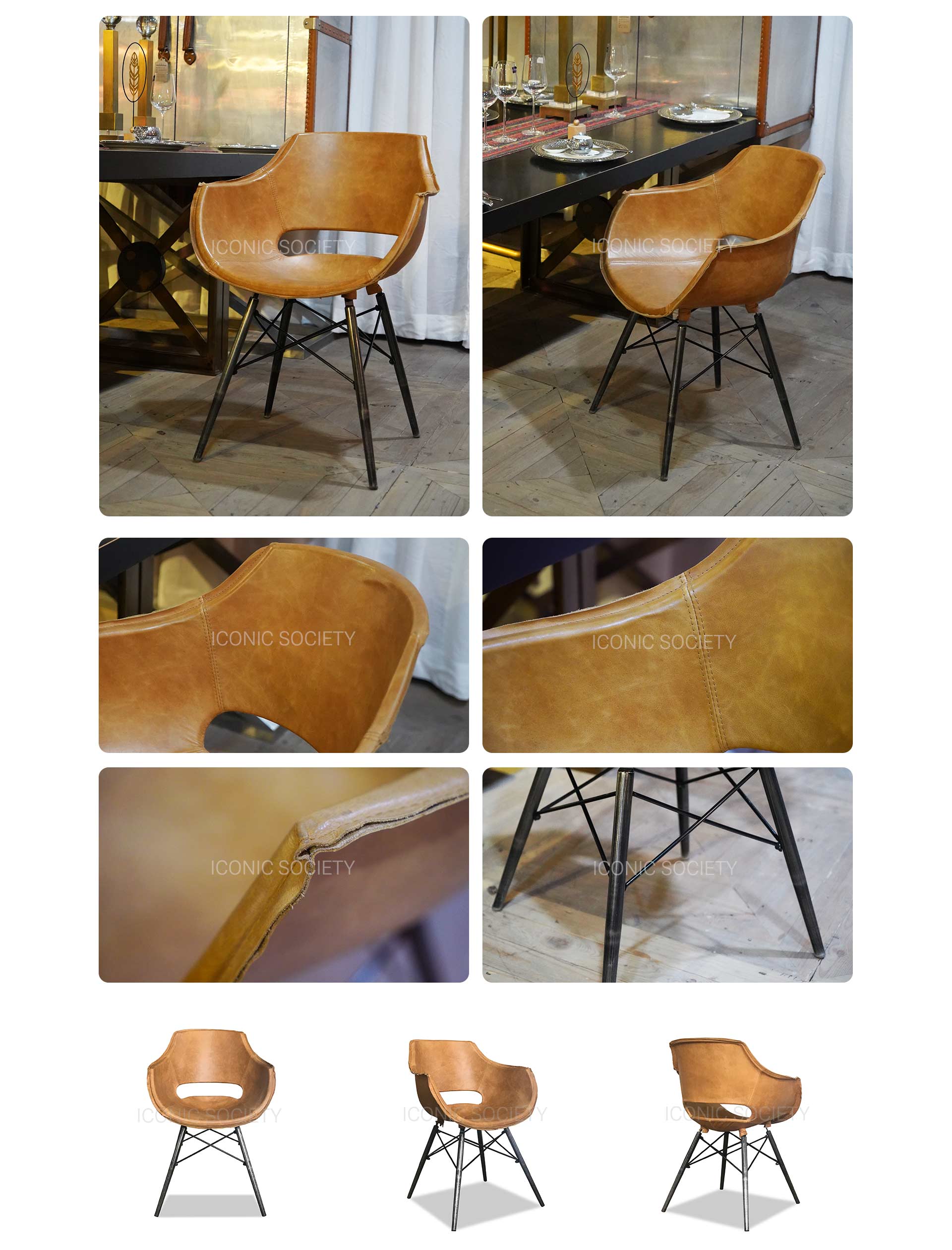 Industrial Leather Dining  Chair-PC