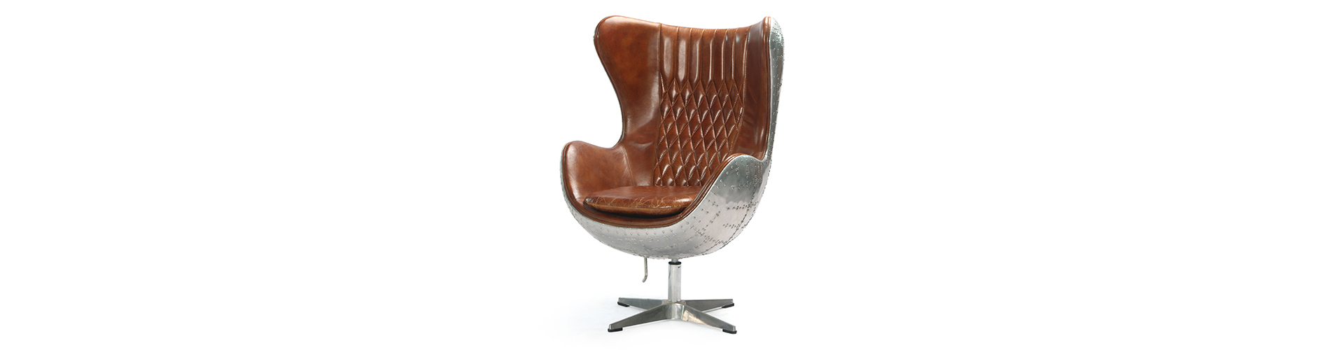 Aviator Leather Aluminum Chair with Egg Shape-banner