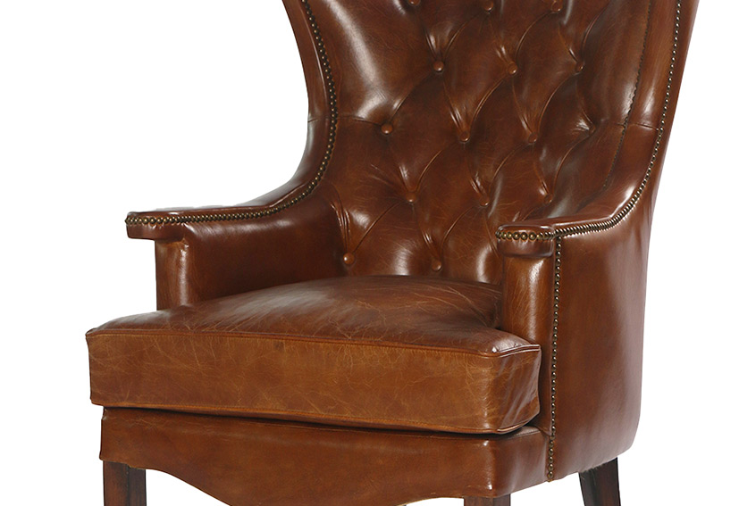 Leather Tufted  Wingback Chair 4