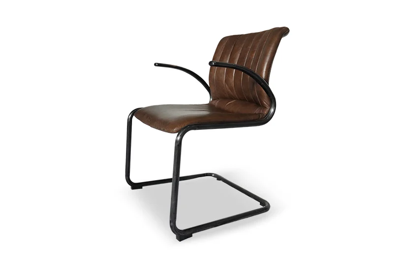 Top Grain Leather Dining Chair -Brown-DIRECTOR -Iconic Society 2