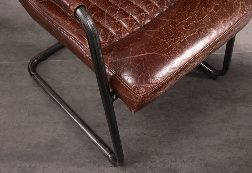 Industrial Top Grain Leather armchair-Brown-ROMA DUE -Iconic Society 5