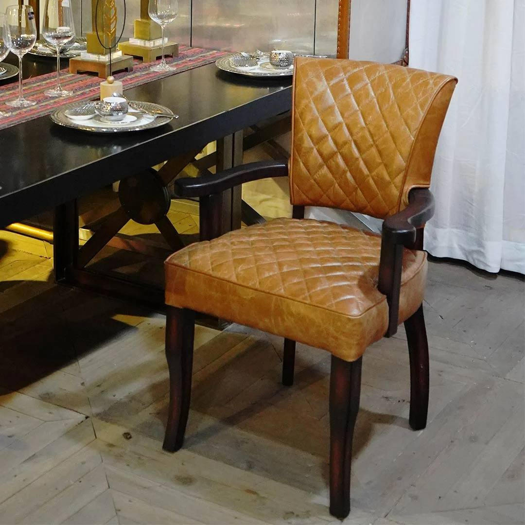 luxury real leather dining chairs7495 with arm