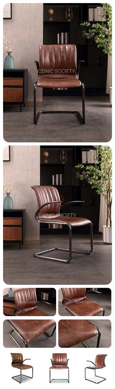 Top Grain Leather Dining Chair -Brown-DIRECTOR -Iconic Society YD