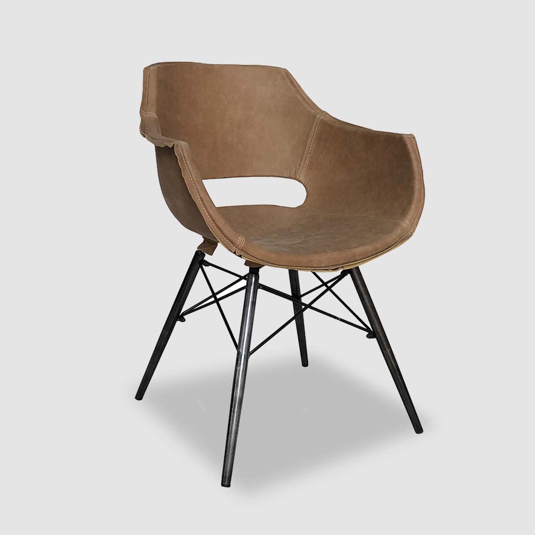 Industrial Leather Dining Chair brownAUREOLEIconic Society