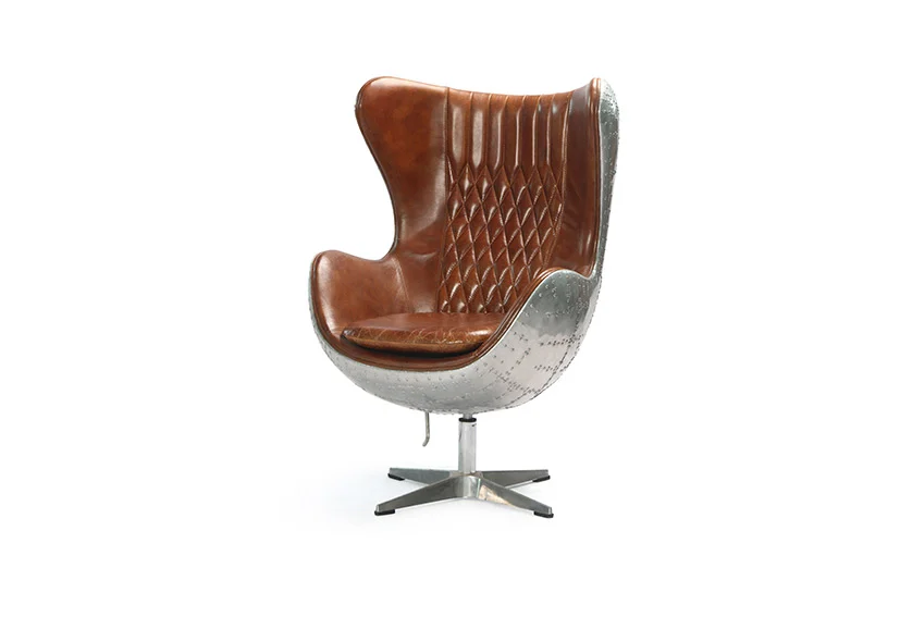 Leather swivel egg chair 3