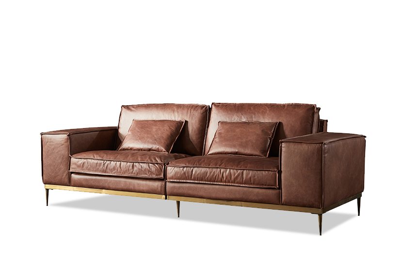 Modern leather sofa-Brown-9