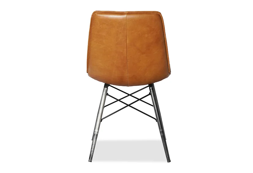 Modern Metal real leather dining chair-4