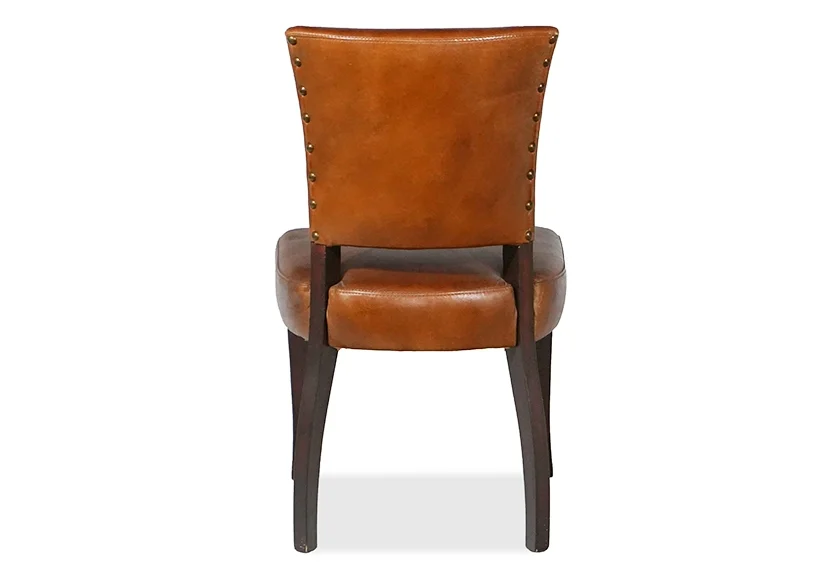 vintage wood leather dining chairs-8