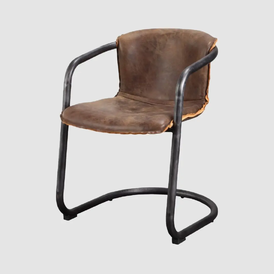 Industrial__Metal_and_Leather_Dining_Chairs_manufacturers--Brown-GRAPHITE_FRAME_-_Iconic_Society-7219-Brown-_black-sofa supplier