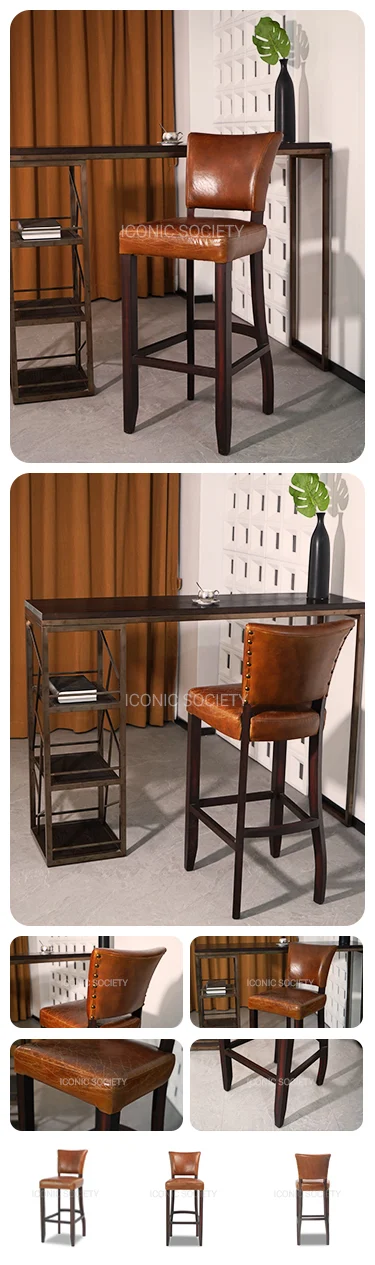 leather furniture manufacturers Banner-wood and leather counter stools-YD