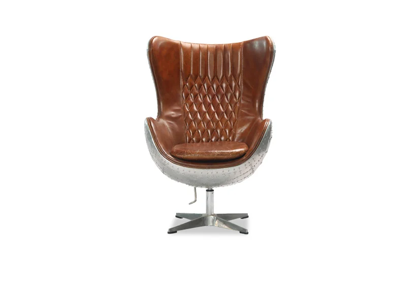 Aviator Leather Aluminum Chair with Egg Shape-2