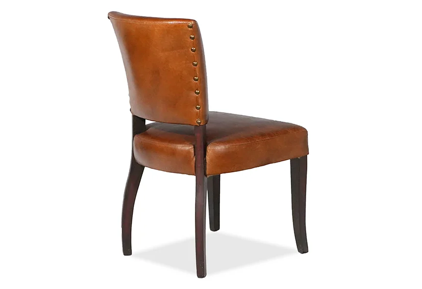 vintage wood leather dining chairs-6