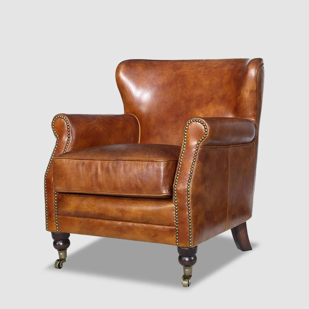 leather sofa factories-luxury vintage leather Accent Chair-Vintage Dark Brown-PATRON-Iconic Society-703 Light Brown