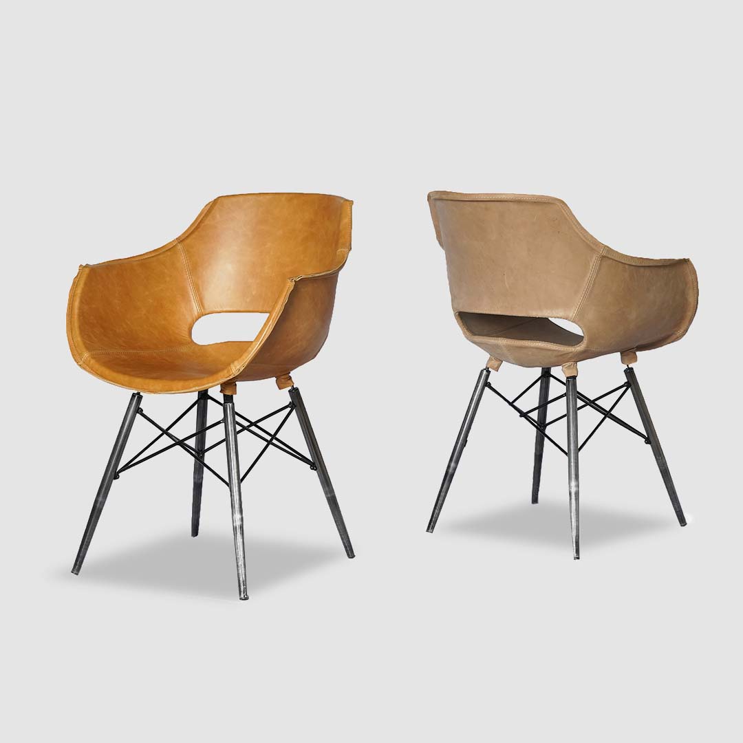 Industrial Leather Dining Chair brownAUREOLEIconic Society