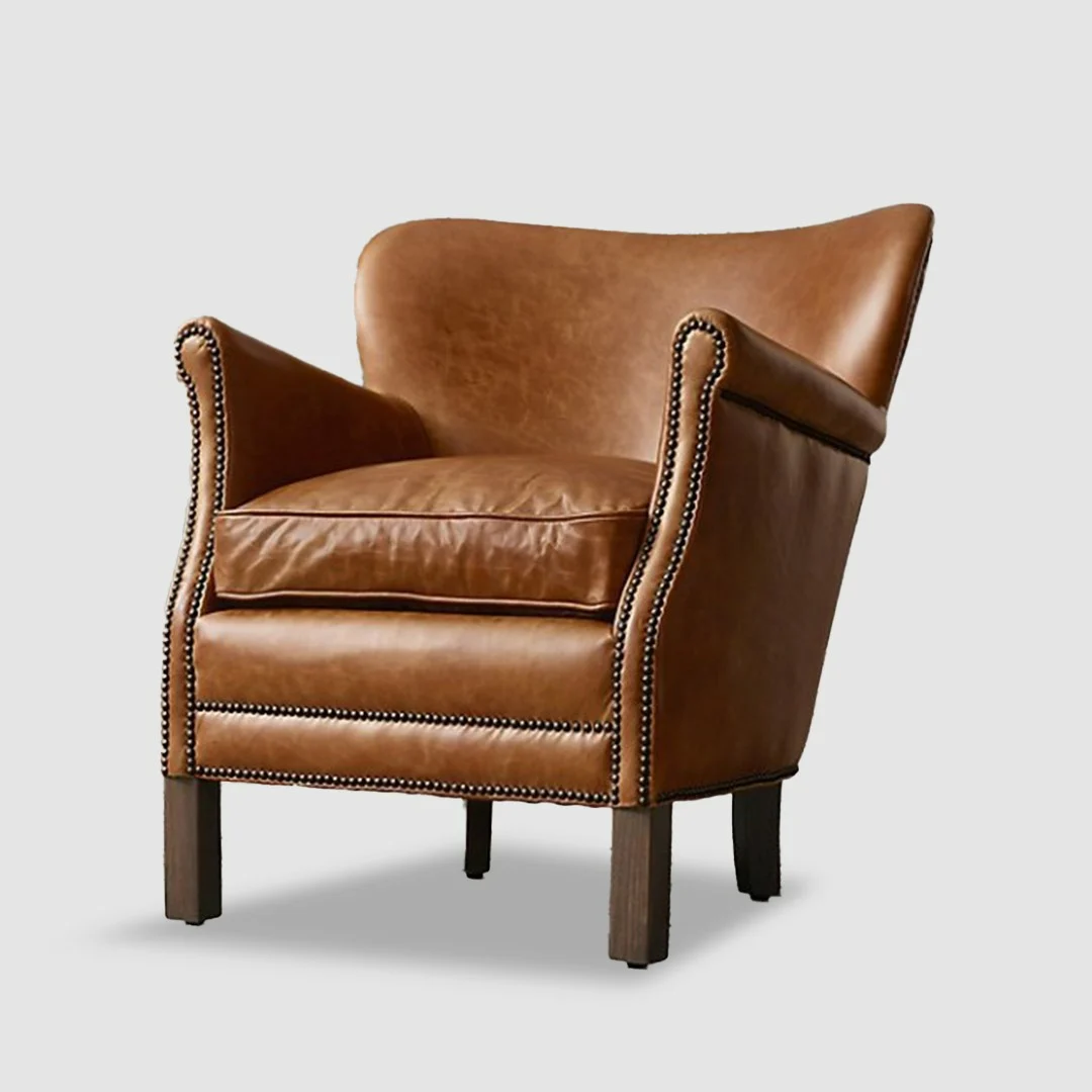 PROFESSOR'S LEATHER Club Chair-7029-brown