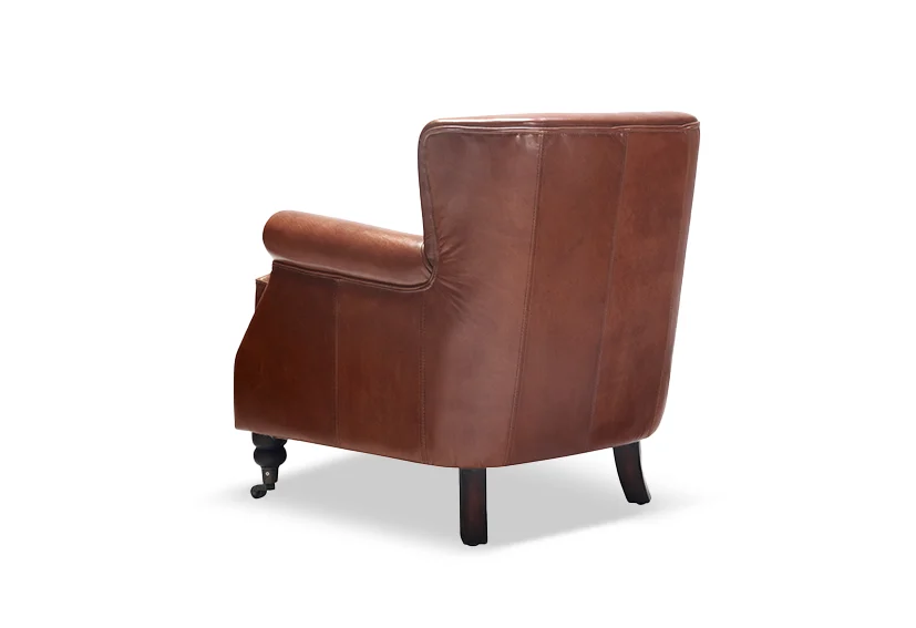 luxury vintage leather Accent Chair-Vintage Dark Brown-PATRON-Iconic Society 3