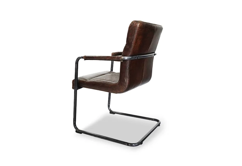 Industrial Top Grain Leather armchair-Brown-ROMA DUE -Iconic Society 4