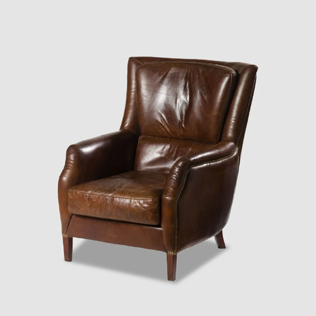 leather sofa factories-luxury vintage leather Accent Chair-Vintage Dark Brown-PATRON-Iconic Society-7039