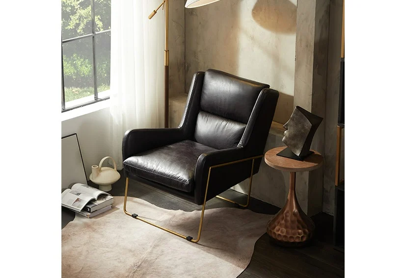 leather sofa manufacturer-Leather Accent Metal Armchair-Black-KEANA-Iconic Society Furniture1