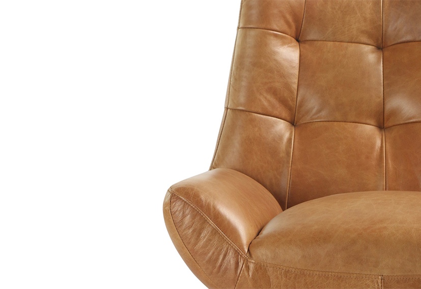 Top Grain Leather Metal  Lounge Chair -Cognac-POLANCO -Iconic Society 2