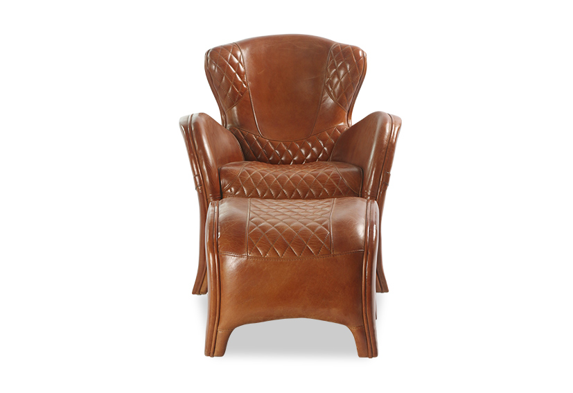 Chesterfield sofa manufacturer-Vintage Luxury Saddle leather chair-Brown-HARVEY-Iconic Society  Furniture-2