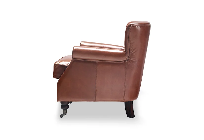 luxury vintage leather Accent Chair-Vintage Dark Brown-PATRON-Iconic Society 4