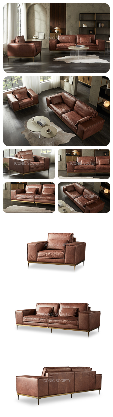 Modern leather sofa-Brown-11