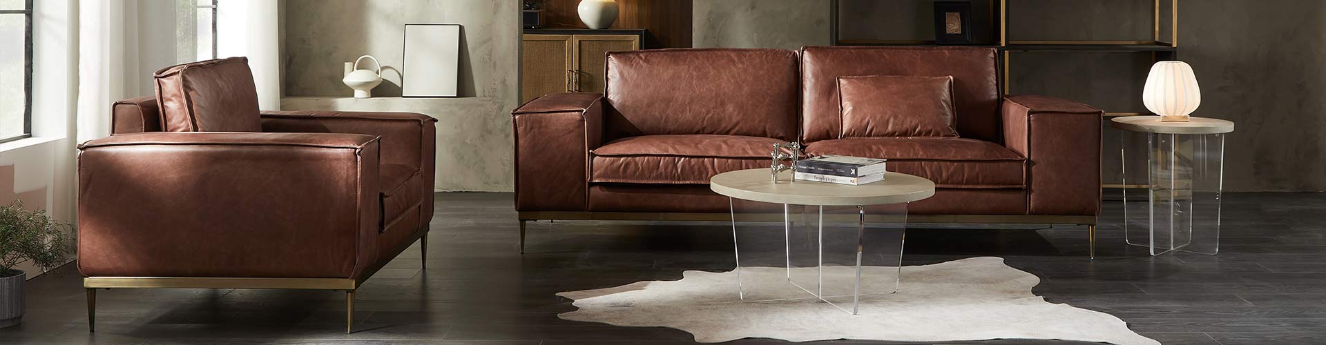 Modern leather sofa-Brown-banner