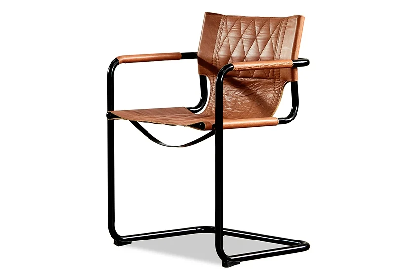 Modern metal real leather armchairs-9