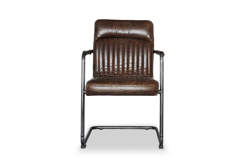 Industrial Top Grain Leather armchair-Brown-ROMA DUE -Iconic Society 1