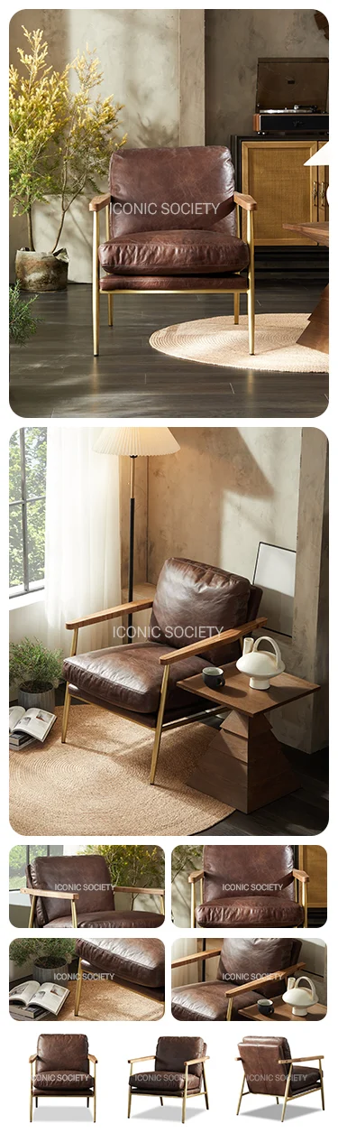 Metal leather wood arm chair -YD