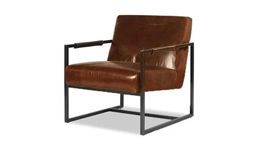 Vintage Genuine leather and metal chair-Brown-ROWEN-Iconic Society Furniture封面