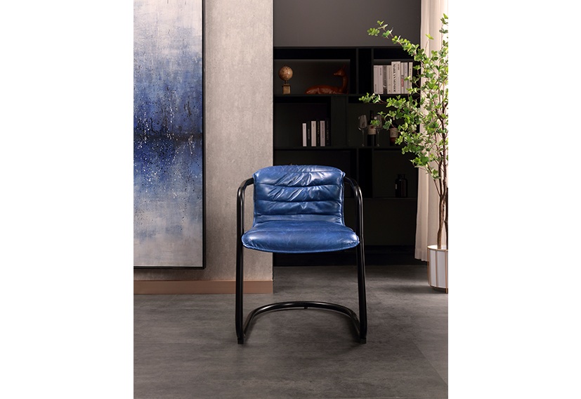 Industrial Top Grain Leather Dining ChairSea BlueBLU DININGIconic