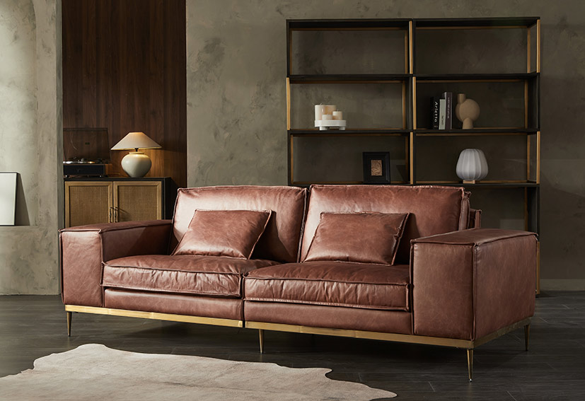 Modern leather sofa-Brown-8