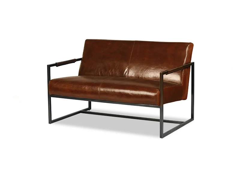 leather sofa manufacturerVintage Genuine leather and metal chair-Brown-ROWEN-Iconic Society Furniture轮播7