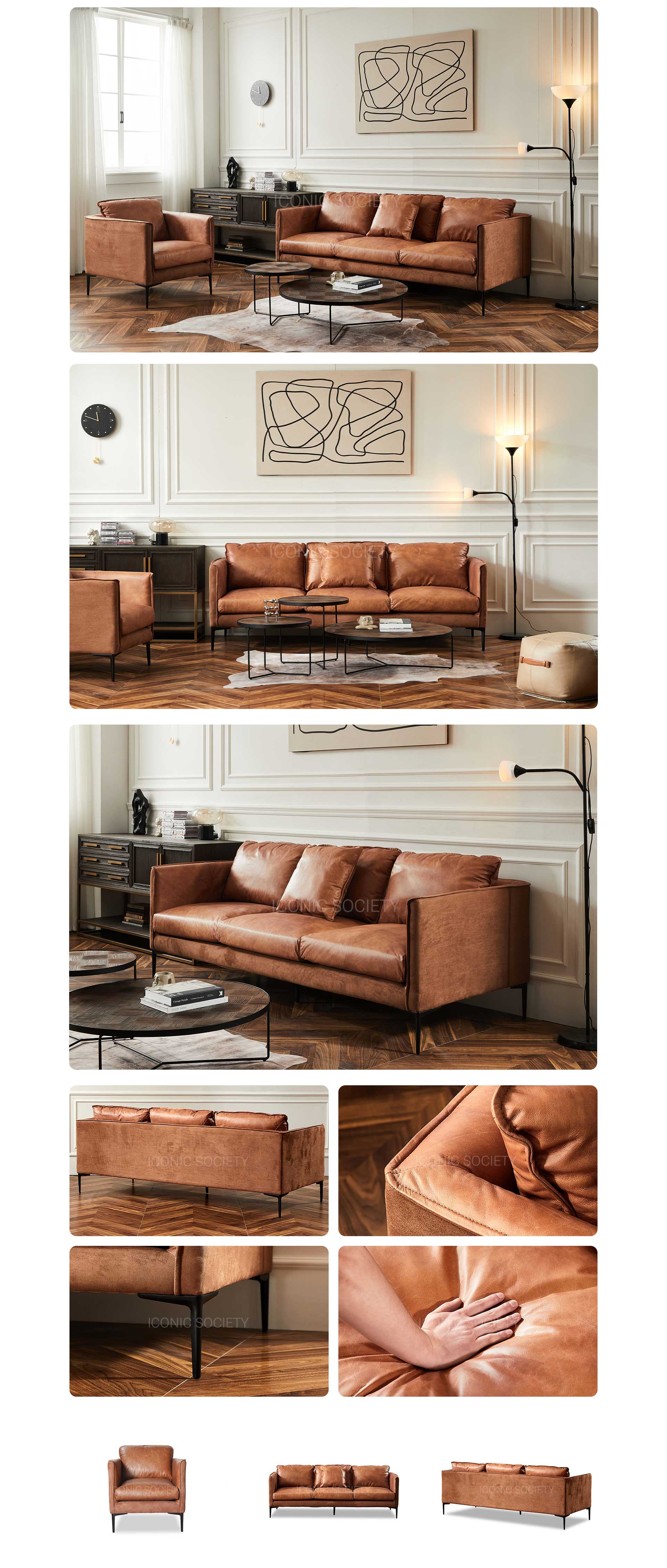 fine leather furniture manufacturers- Brown-NEGRONI -Iconic Society-PC