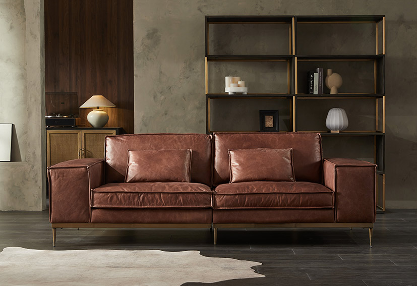 Modern leather sofa-Brown-7