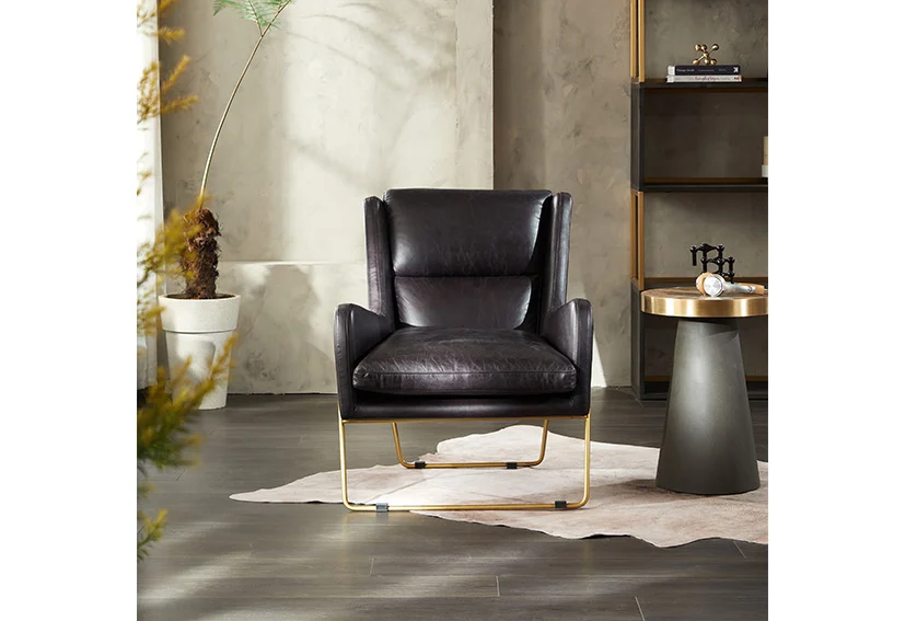 leather sofa manufacturer-Leather Accent Metal Armchair-Black-KEANA-Iconic Society Furniture3