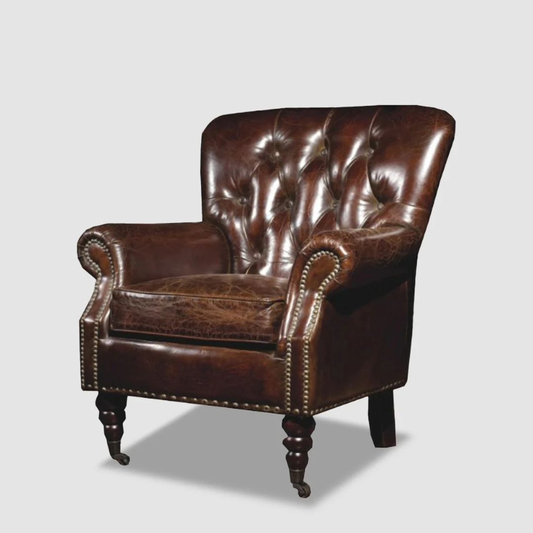 leather sofa factories-luxury vintage leather Accent Chair-Vintage Dark Brown-PATRON-Iconic Society-7038