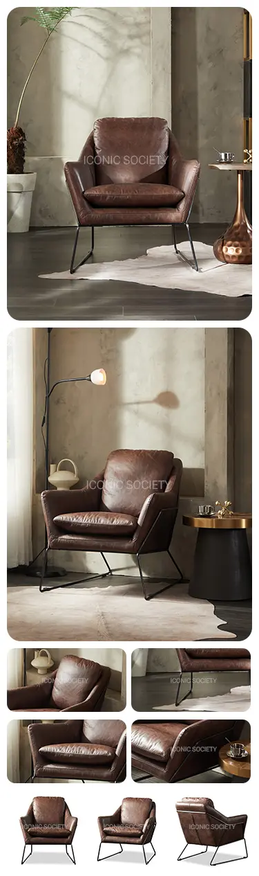 industrial_metal_leather_accent_armchair_-YD-sofa supplier