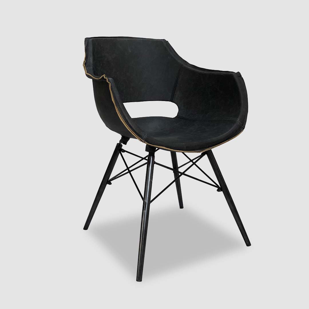 Industrial Leather Dining Chair brownAUREOLEIconic Society